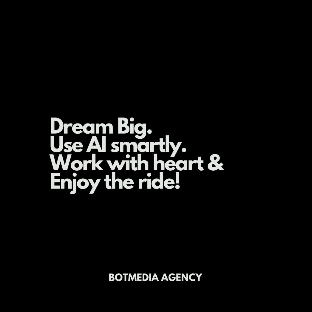 BOTMEDIA AGENCY | Dream Big. Use AI smartly. Work with hearth & Enjoy the ride!